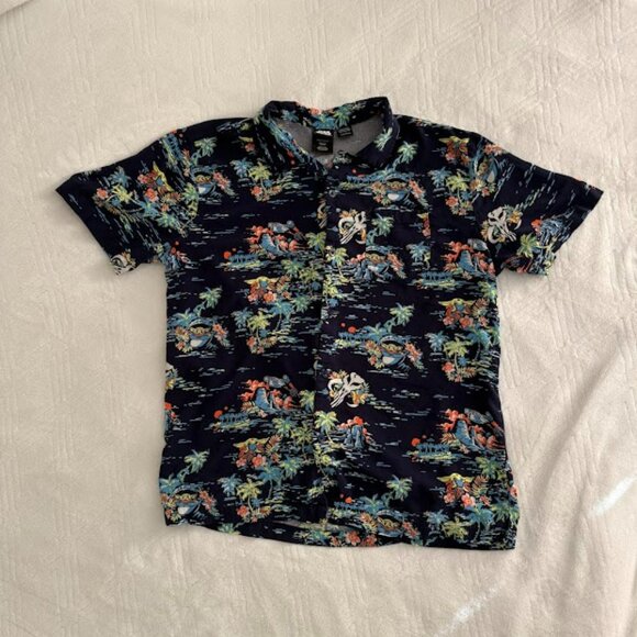 Star Wars Mandalorian Baby Yoda Men L Shirt button down Tropical Hawaiian - Picture 1 of 8